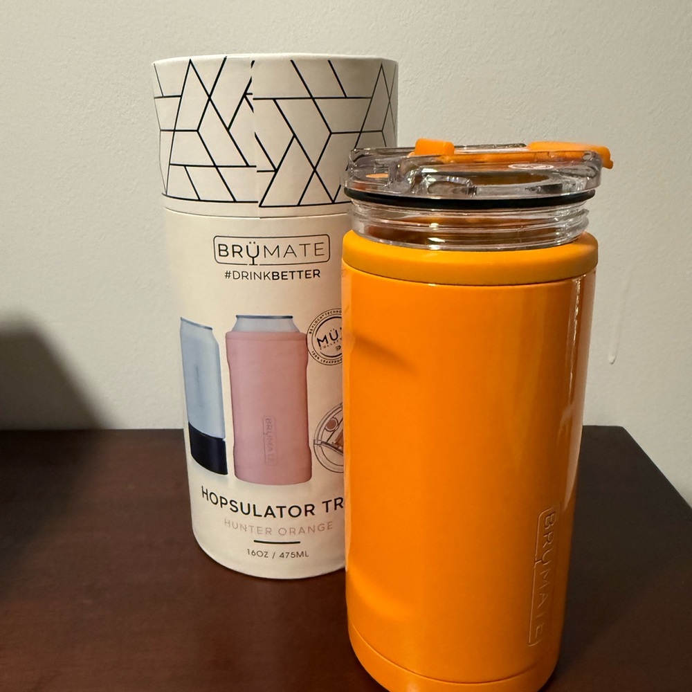 BruMate Hopsulator Trio Hunter Orange Can Cooler